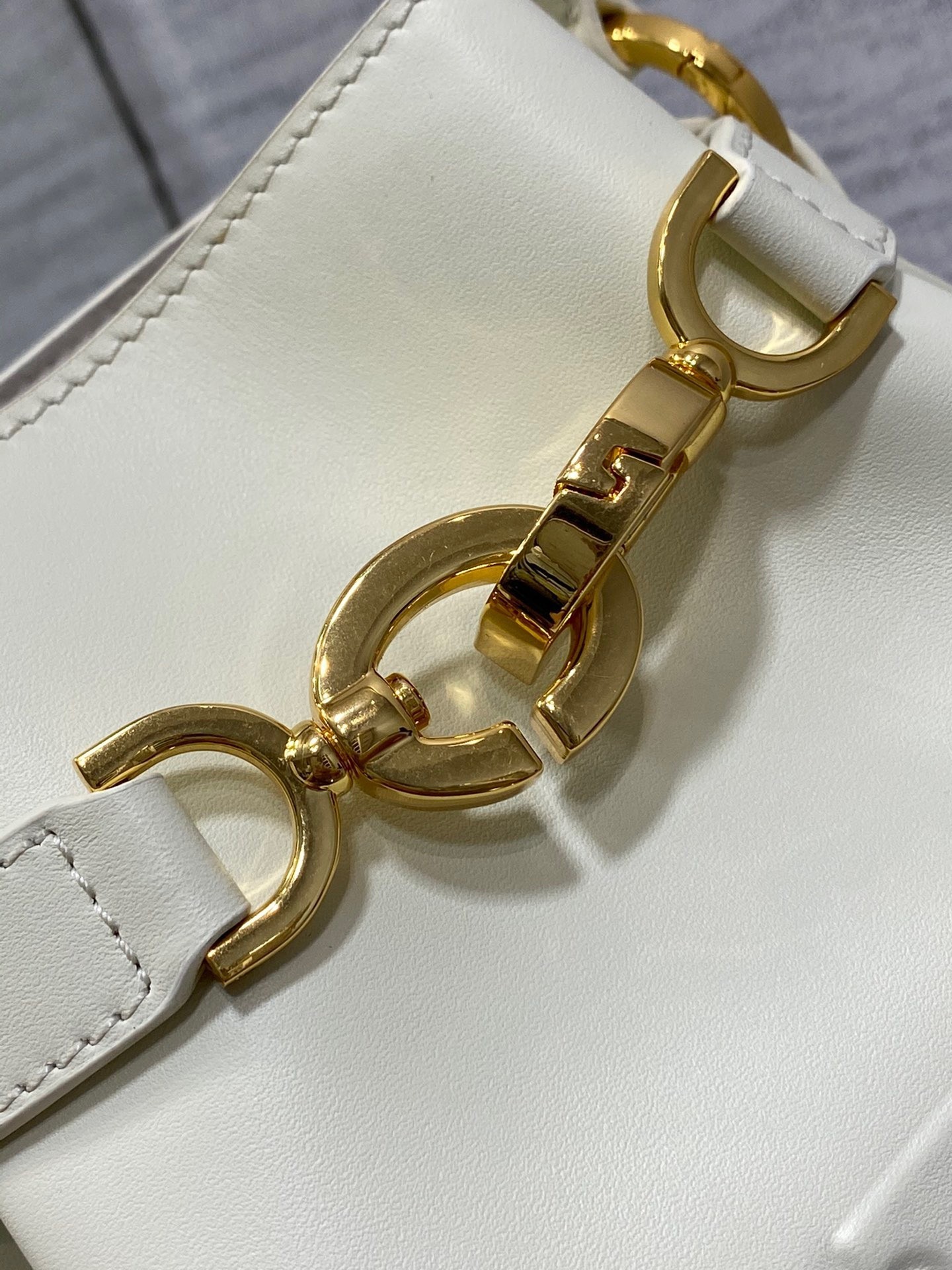 Dior C'est Medium Bag in White Saddle Calfskin 372