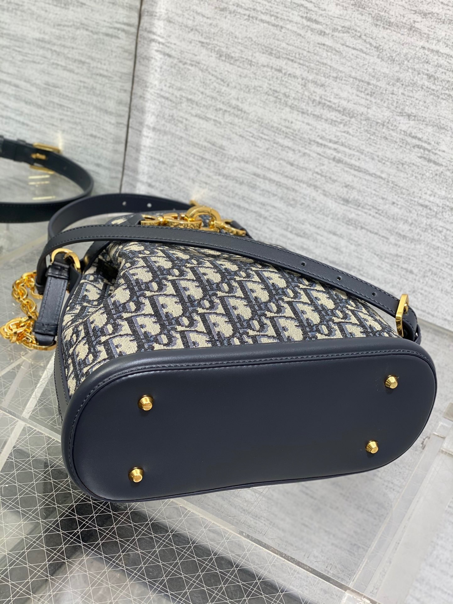 Dior C'est Medium Bag in Blue Oblique Jacquard 414