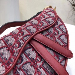 Dior Mini Saddle Bag In Bordeaux Oblique Jacquard Canvas 611