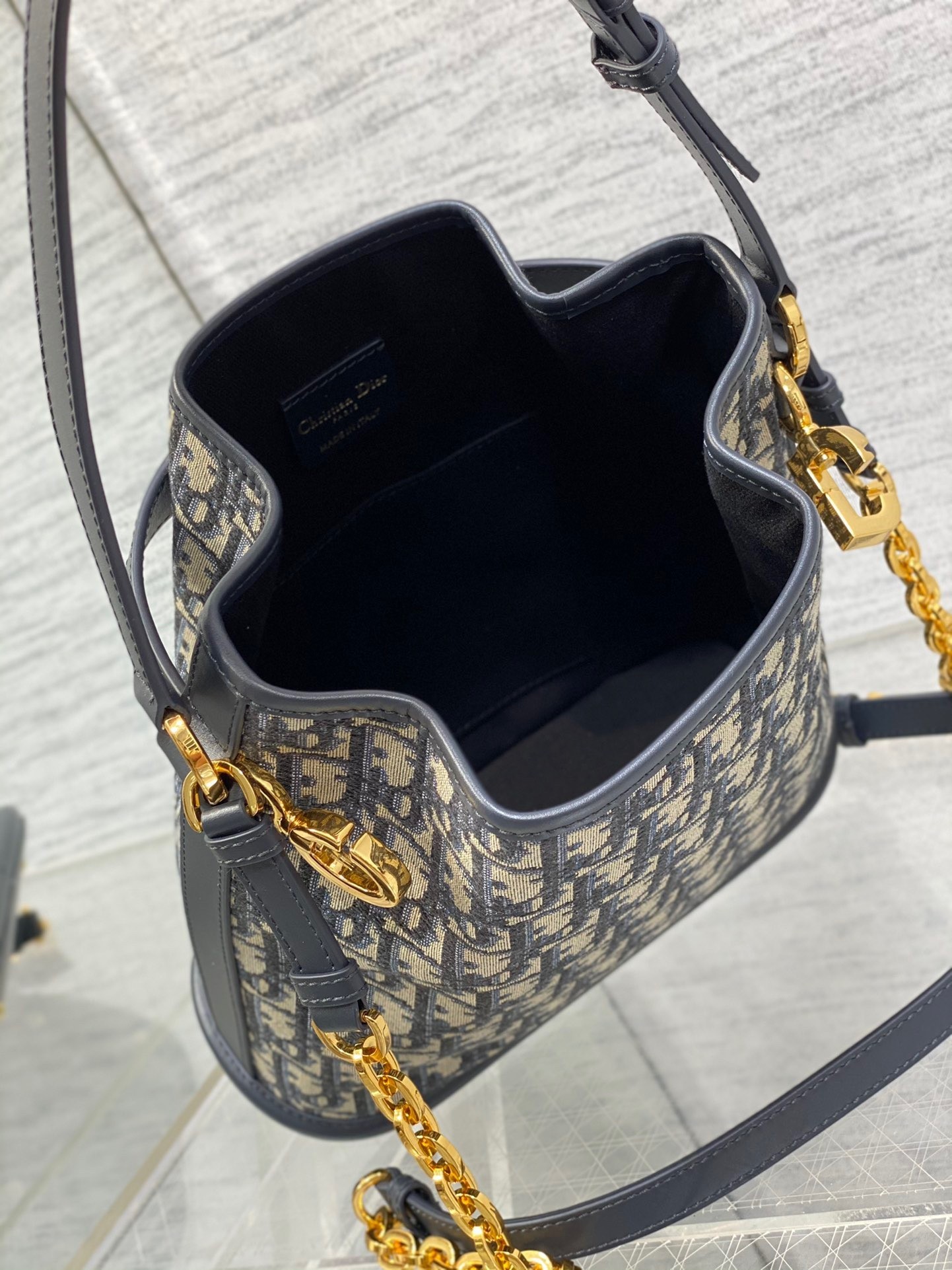 Dior C'est Medium Bag in Blue Oblique Jacquard 414