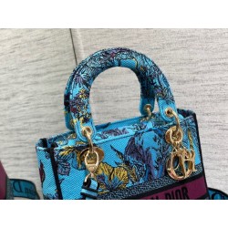 Dior Lady D-Lite Medium Bag In Multicolor Toile de Jouy Voyage Embroidery 544