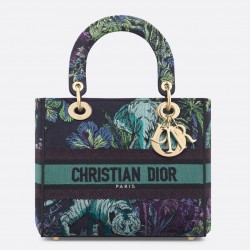 Dior Lady D-Lite Medium Bag In Blue Toile de Jouy Voyage Embroidery 620