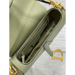 Dior Saddle Bag with Strap in Ethereal Green Grained Calfskin 591