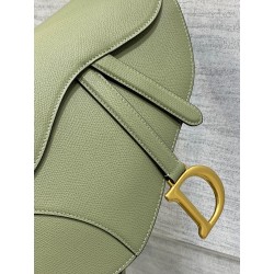 Dior Saddle Bag with Strap in Ethereal Green Grained Calfskin 591