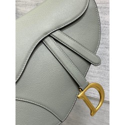 Dior Saddle Bag with Strap in Grey Stone Grained Calfskin 622