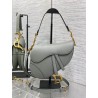 Dior Saddle Bag with Strap in Grey Stone Grained Calfskin 622