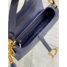 Dior Saddle Bag with Strap in Indigo Blue Grained Calfskin 647