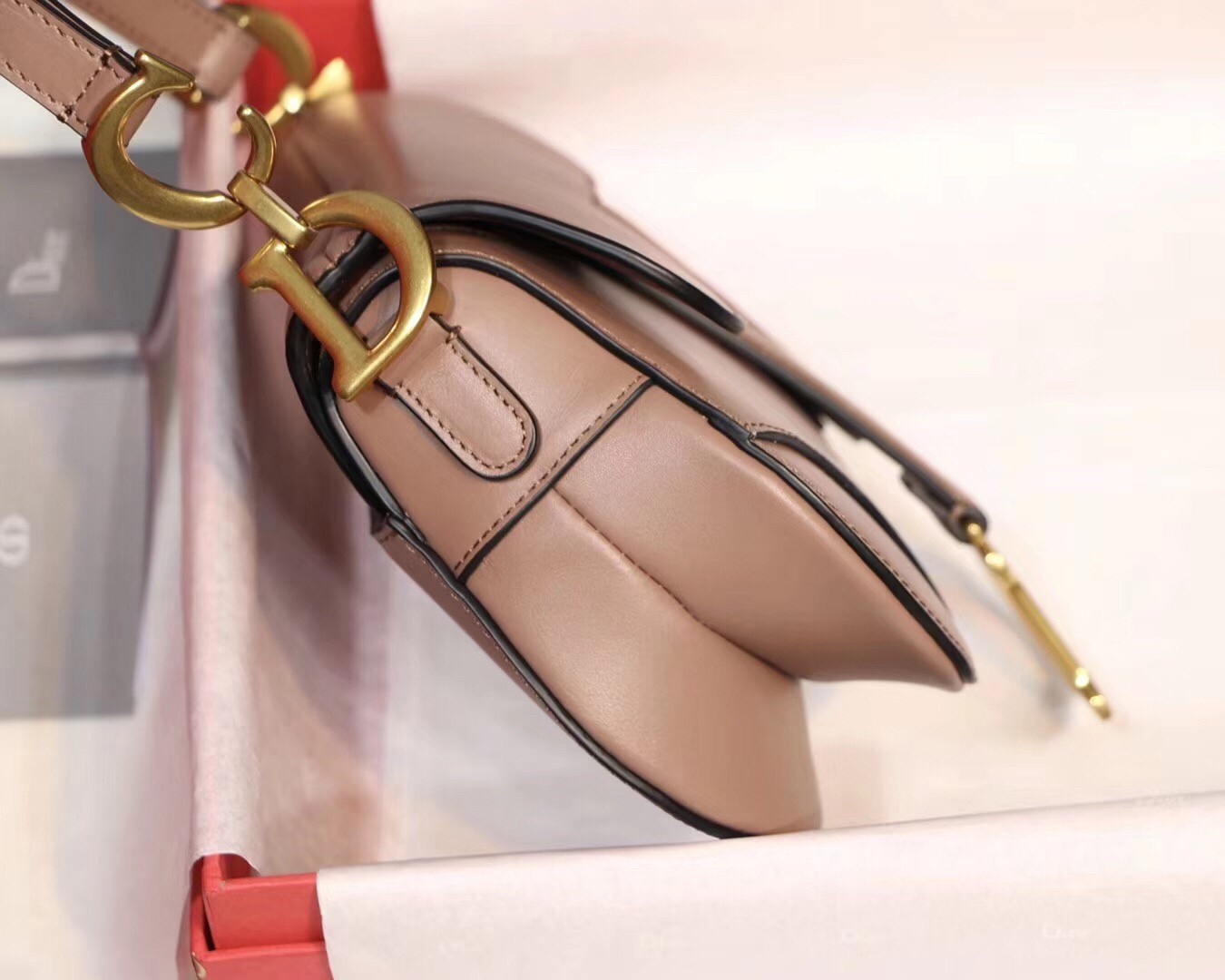 Dior Mini Saddle Bag In Nude Calfskin 645