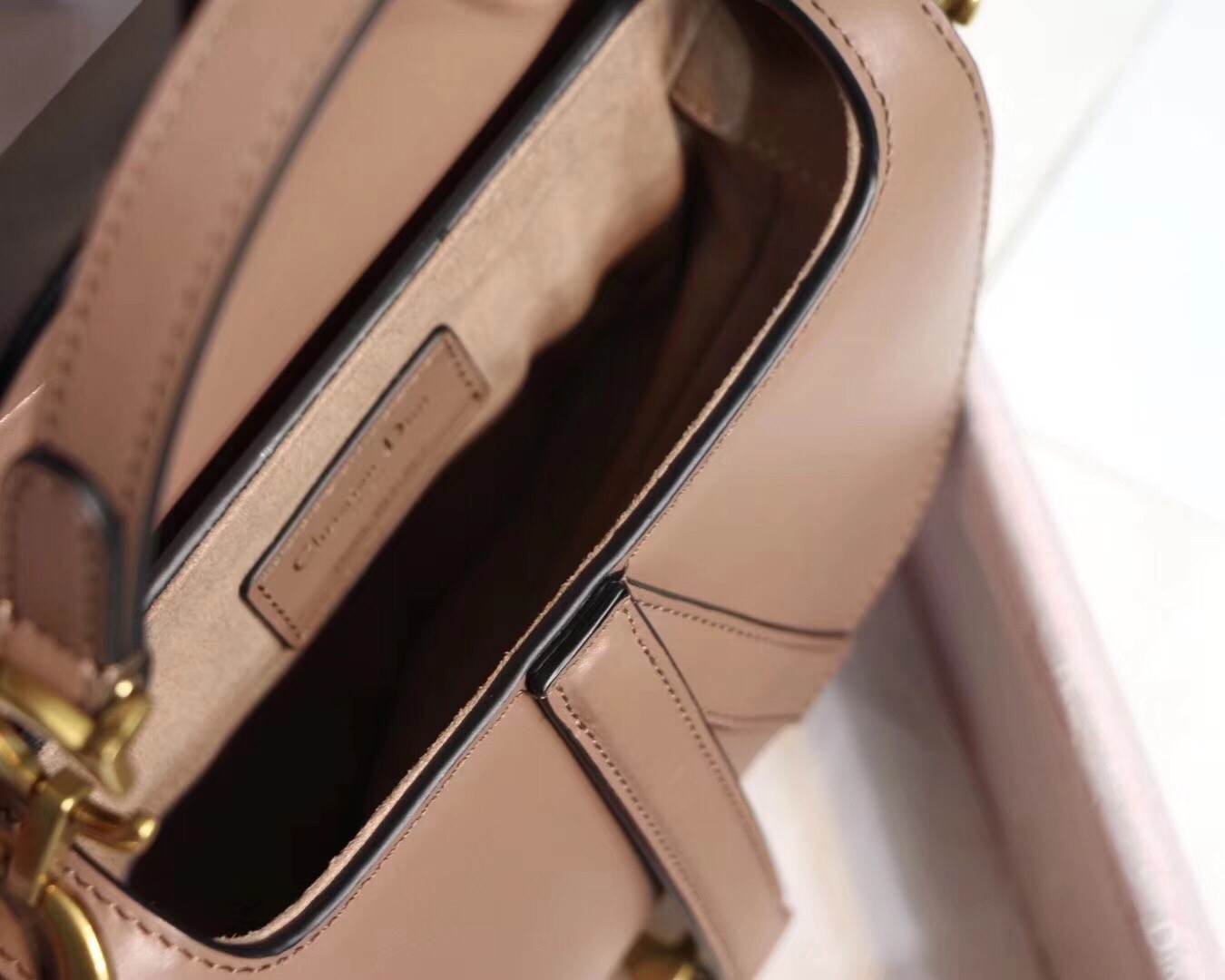 Dior Mini Saddle Bag In Nude Calfskin 645