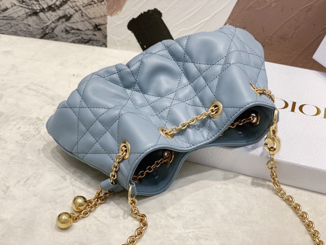 Dior Ammi Small Bag in Blue Macrocannage Lambskin 804