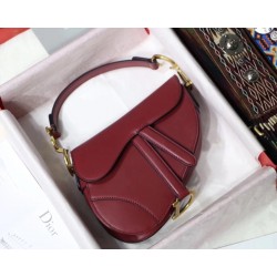 Dior Mini Saddle Bag In Red Calfskin 675