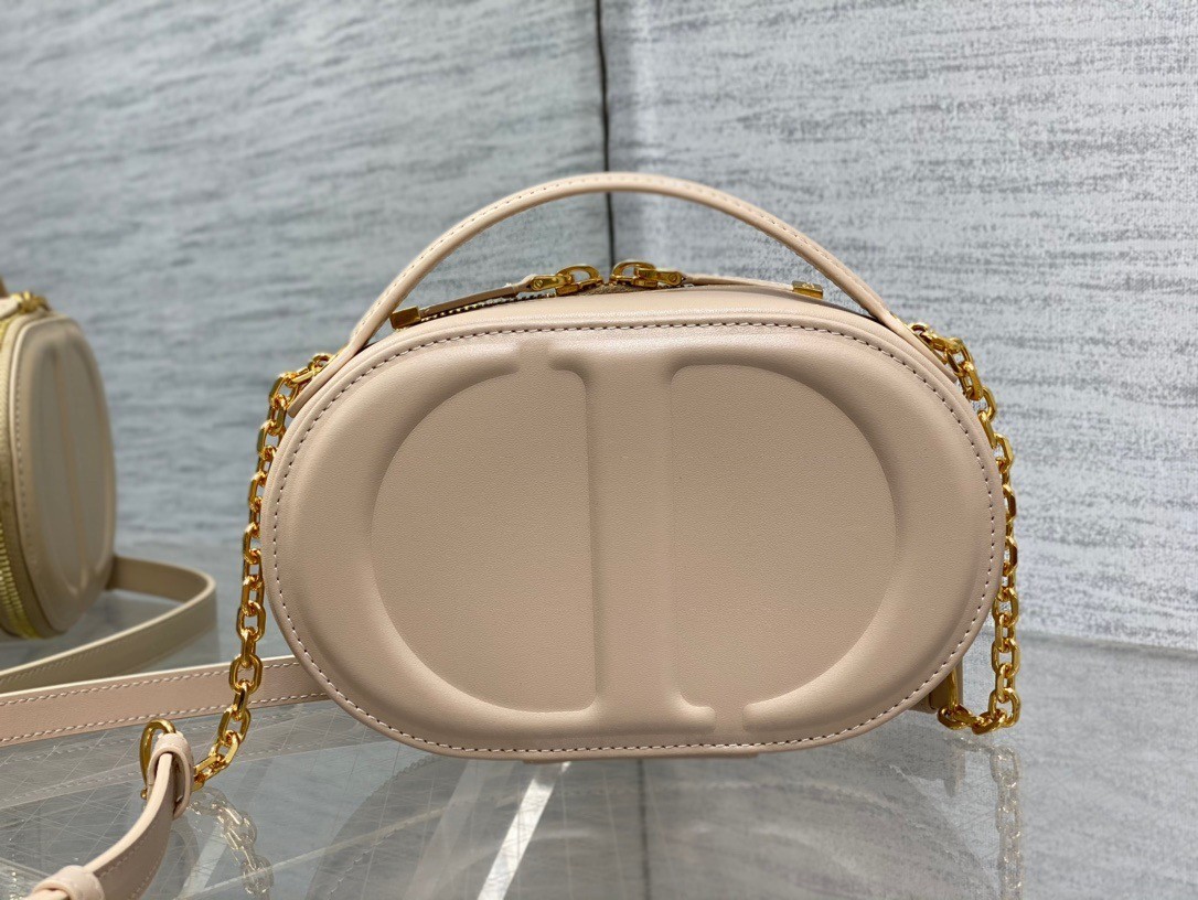 Dior CD Signature Oval Camera Bag in Beige Calfskin 025