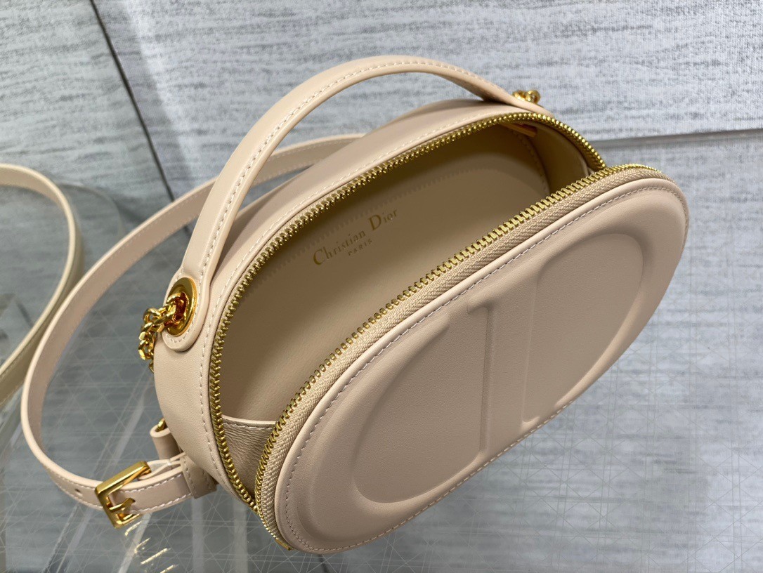 Dior CD Signature Oval Camera Bag in Beige Calfskin 025