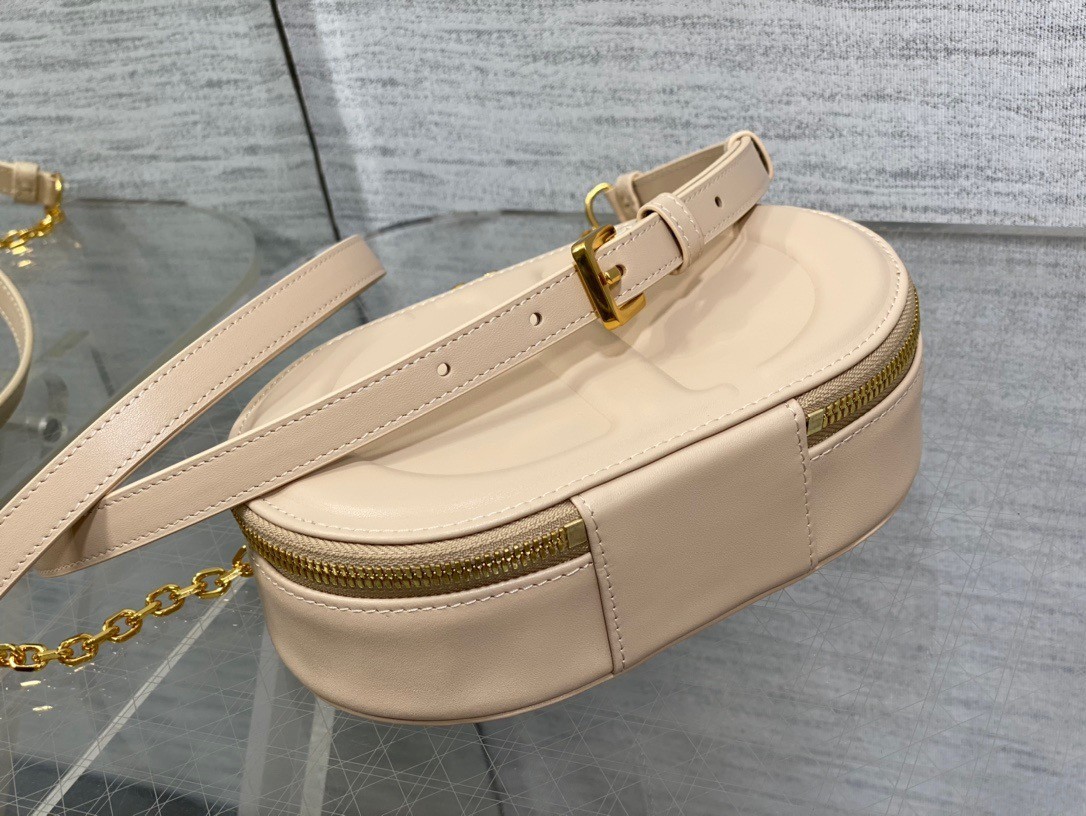 Dior CD Signature Oval Camera Bag in Beige Calfskin 025