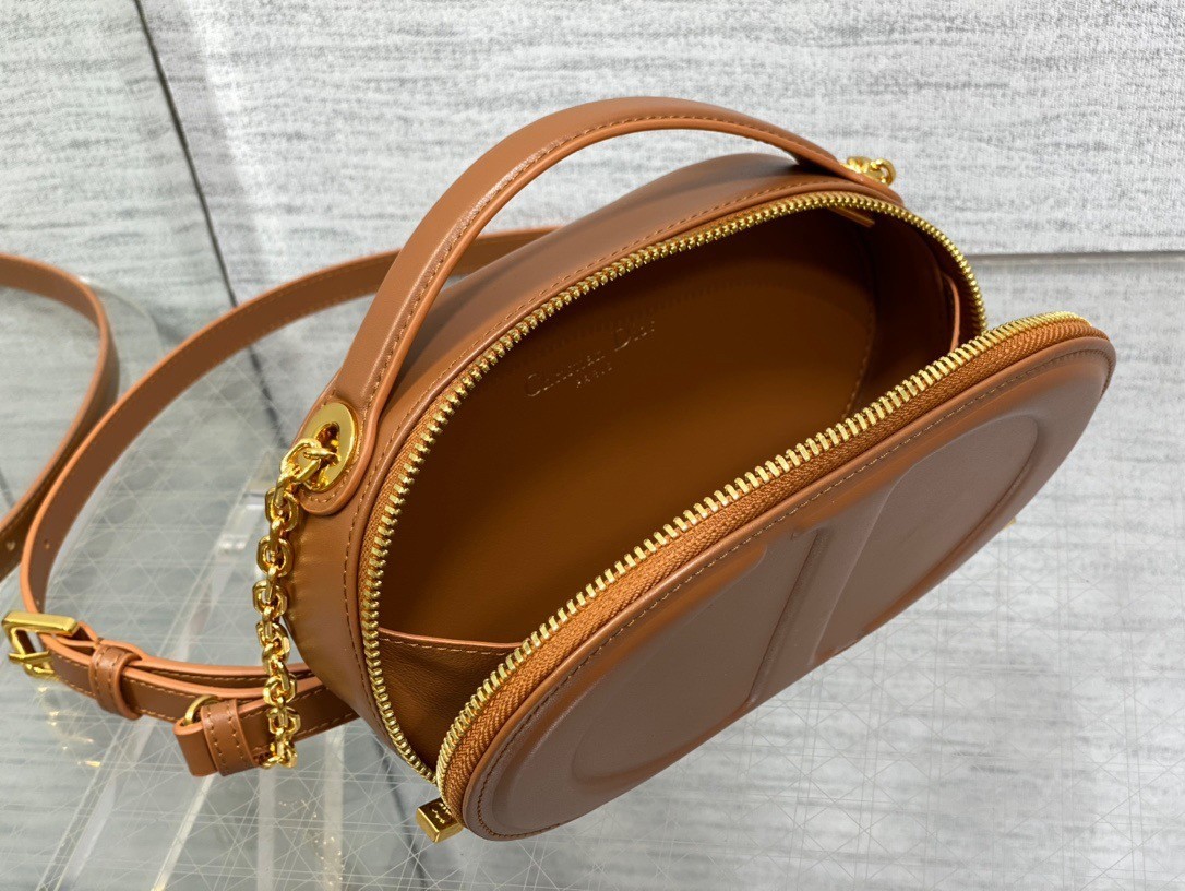 Dior CD Signature Oval Camera Bag in Brown Calfskin 516