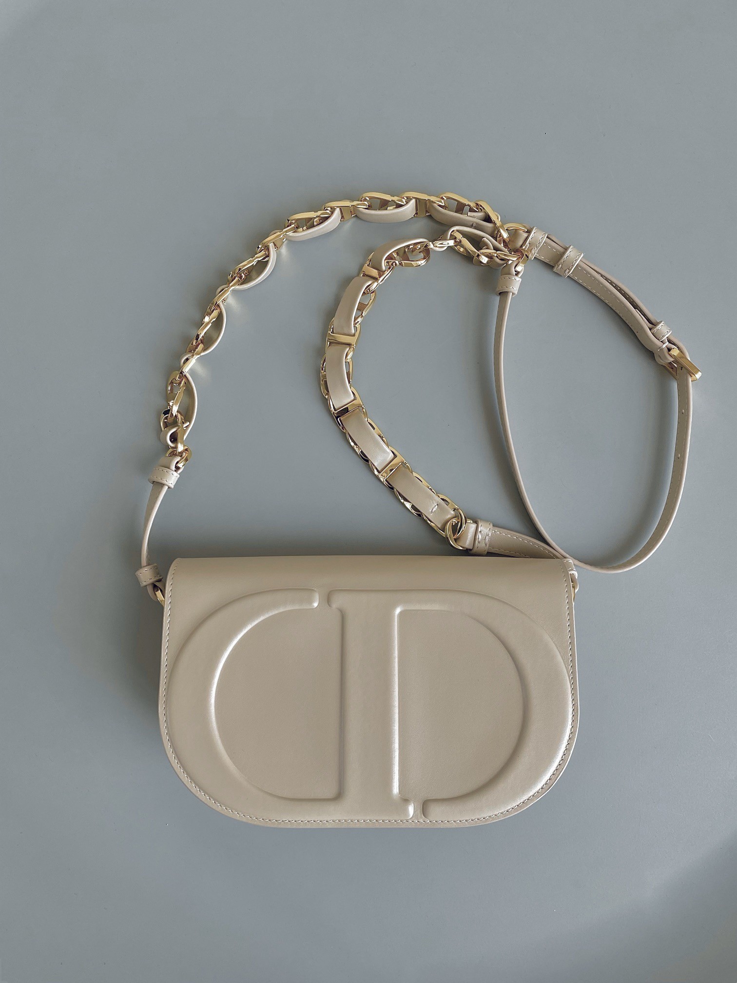 Dior CD Signature Chain Bag in Beige Calfskin 585