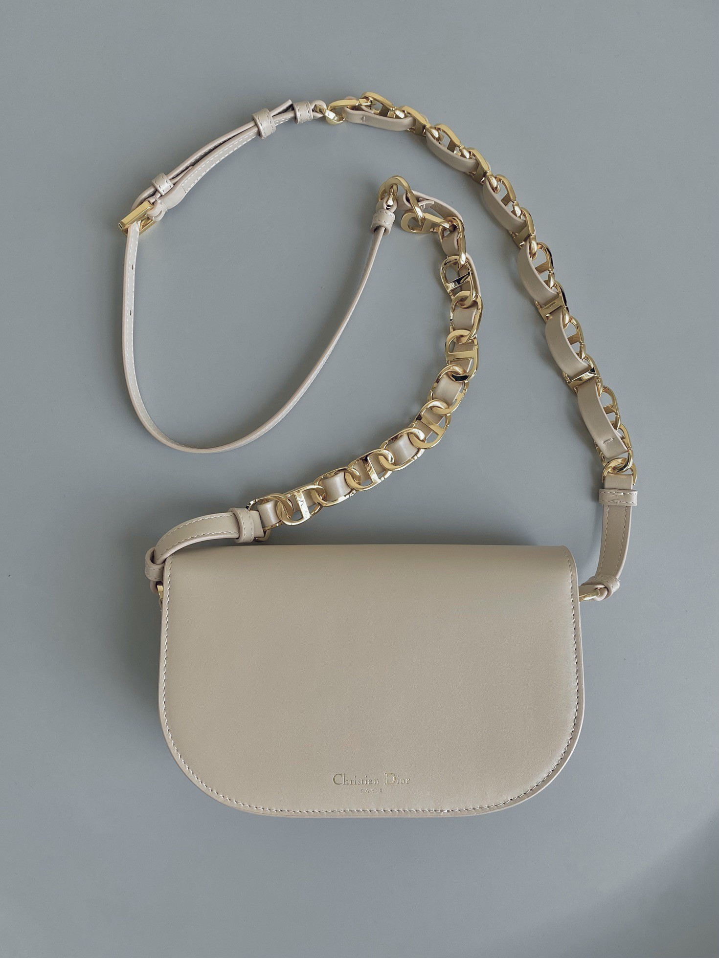 Dior CD Signature Chain Bag in Beige Calfskin 585