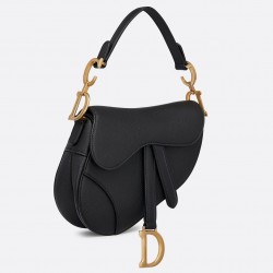 Dior Mini Saddle Bag In Black Grained Calfskin 614