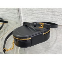 Dior CD Signature Oval Camera Bag in Black Calfskin 653