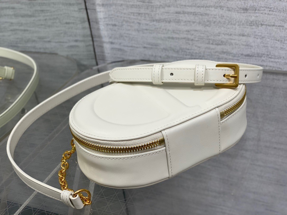 Dior CD Signature Oval Camera Bag in White Calfskin 700