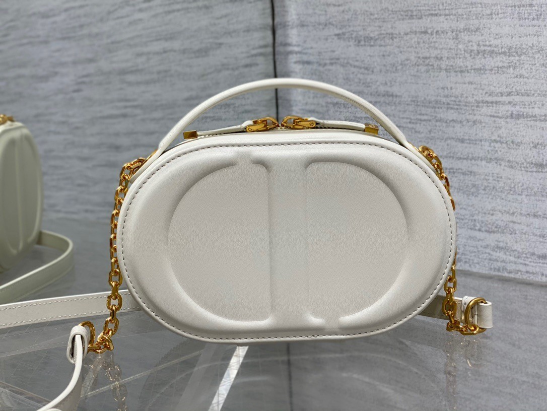 Dior CD Signature Oval Camera Bag in White Calfskin 700