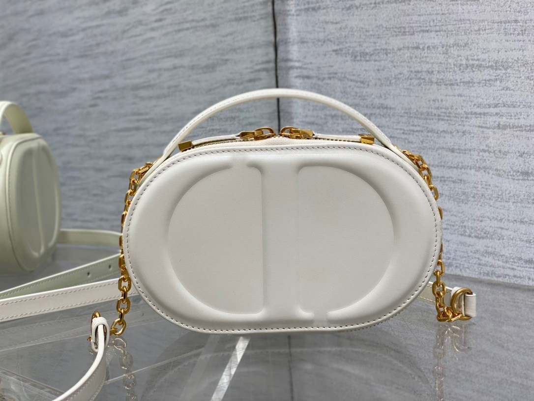 Dior CD Signature Oval Camera Bag in White Calfskin 700