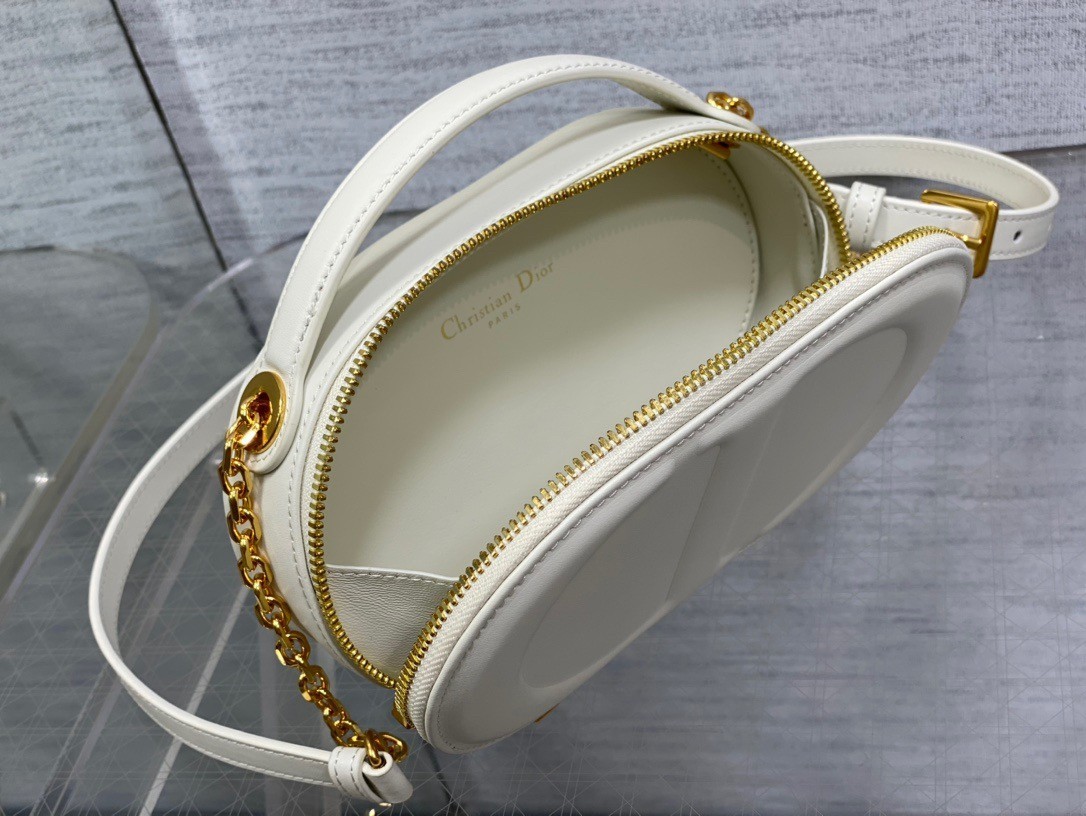 Dior CD Signature Oval Camera Bag in White Calfskin 700