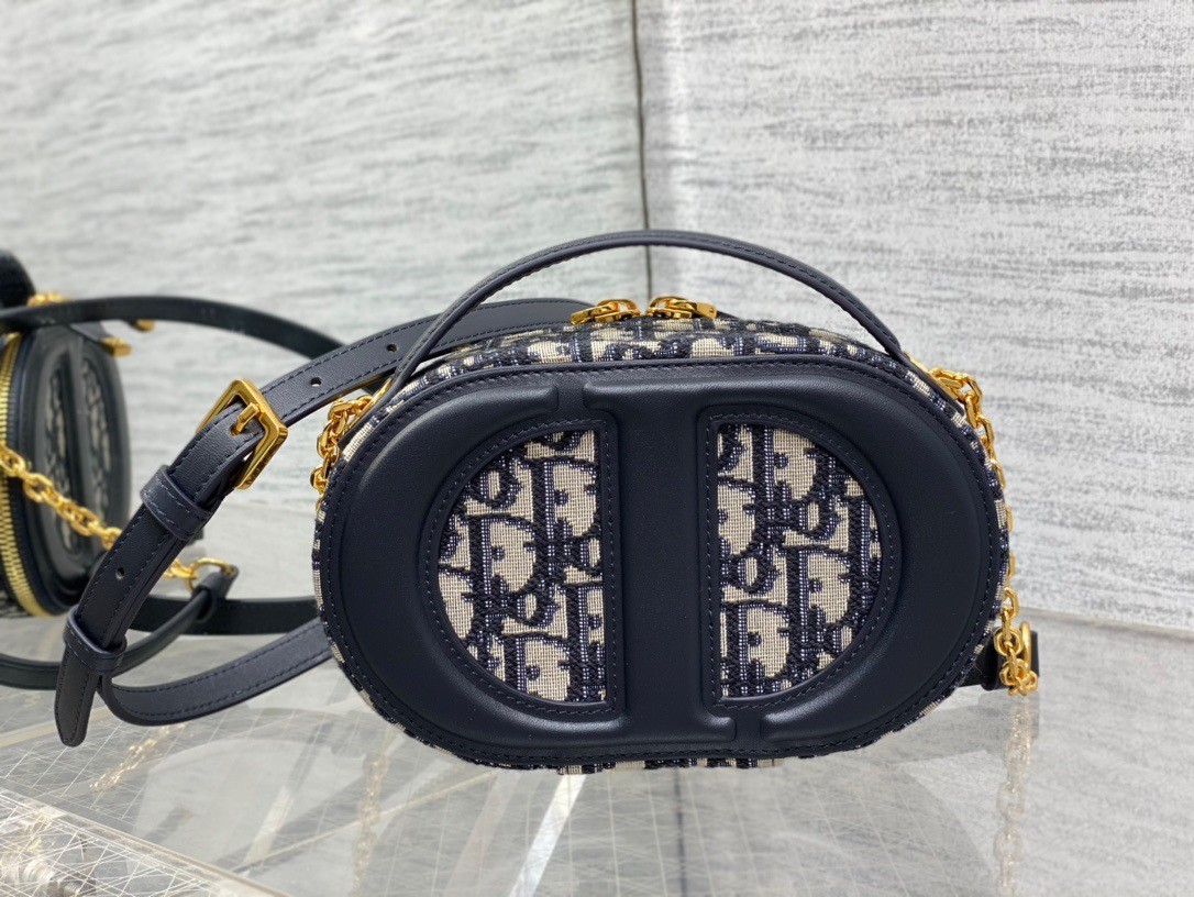 Dior CD Signature Oval Camera Bag in Blue Dior Oblique Jacquard 731