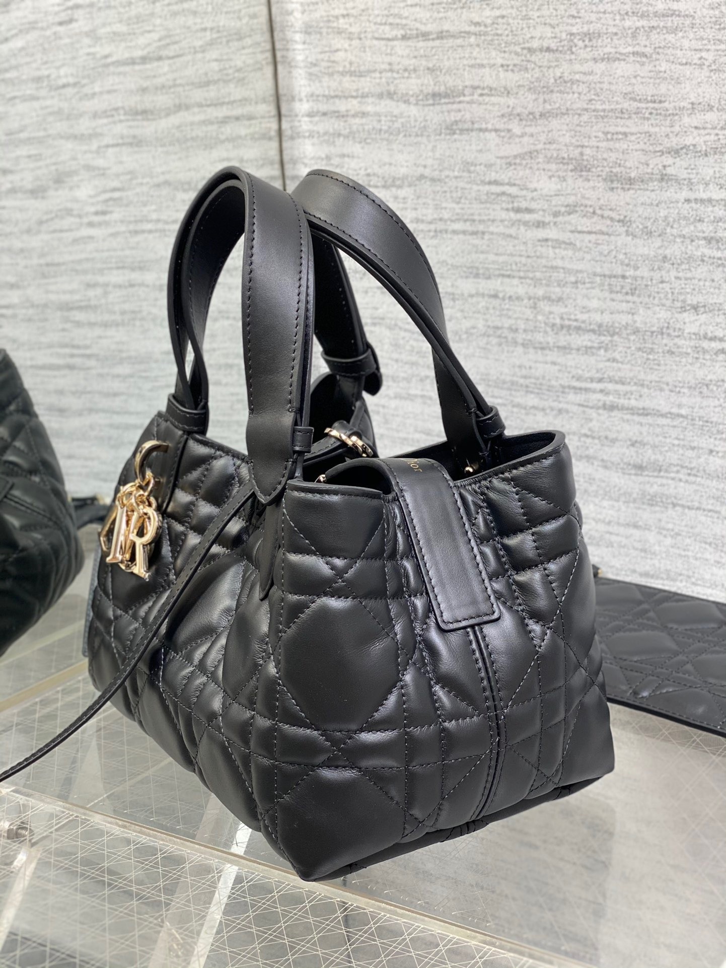 Dior Toujours Small Bag in Black Macrocannage Calfskin 756