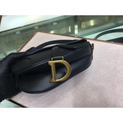 Dior Mini Saddle Bag In Black Grained Calfskin 614