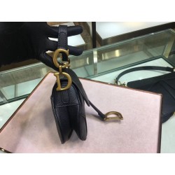 Dior Mini Saddle Bag In Black Grained Calfskin 614