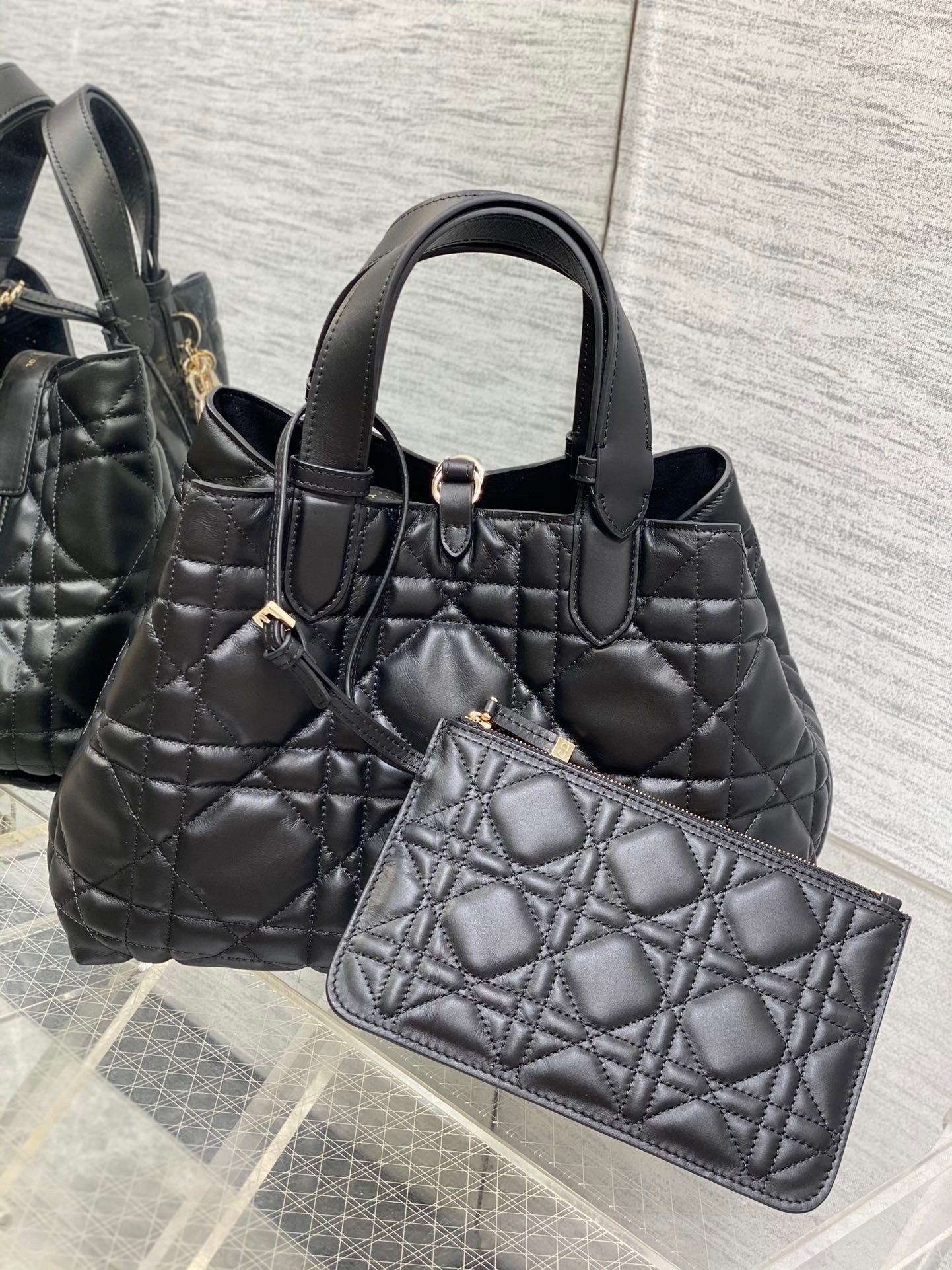 Dior Toujours Medium Bag in Black Macrocannage Calfskin 862