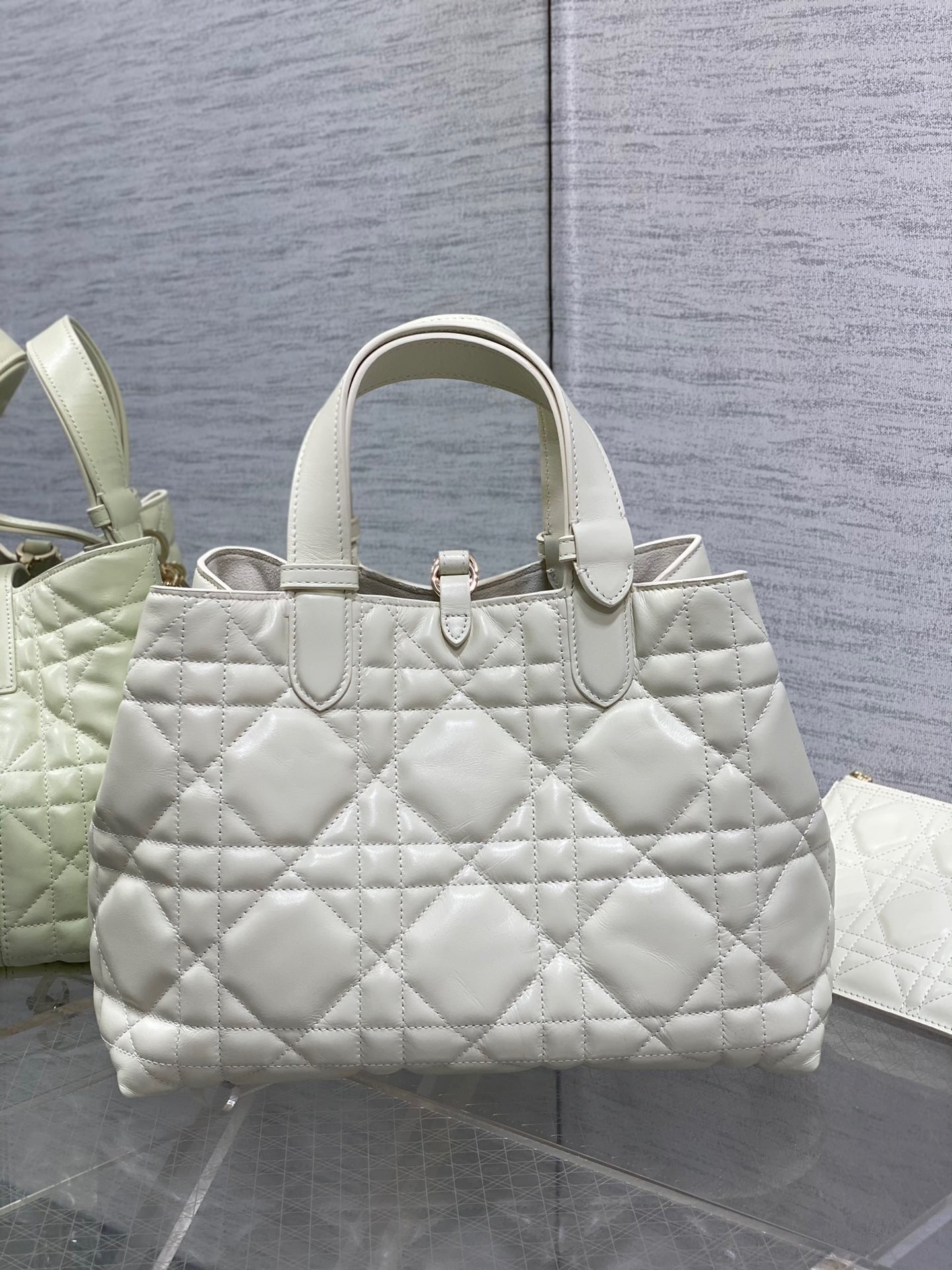 Dior Toujours Medium Bag in White Macrocannage Calfskin 919