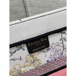 Dior Medium Book Tote Bag In White Multicolor Florilegio Embroidery 423