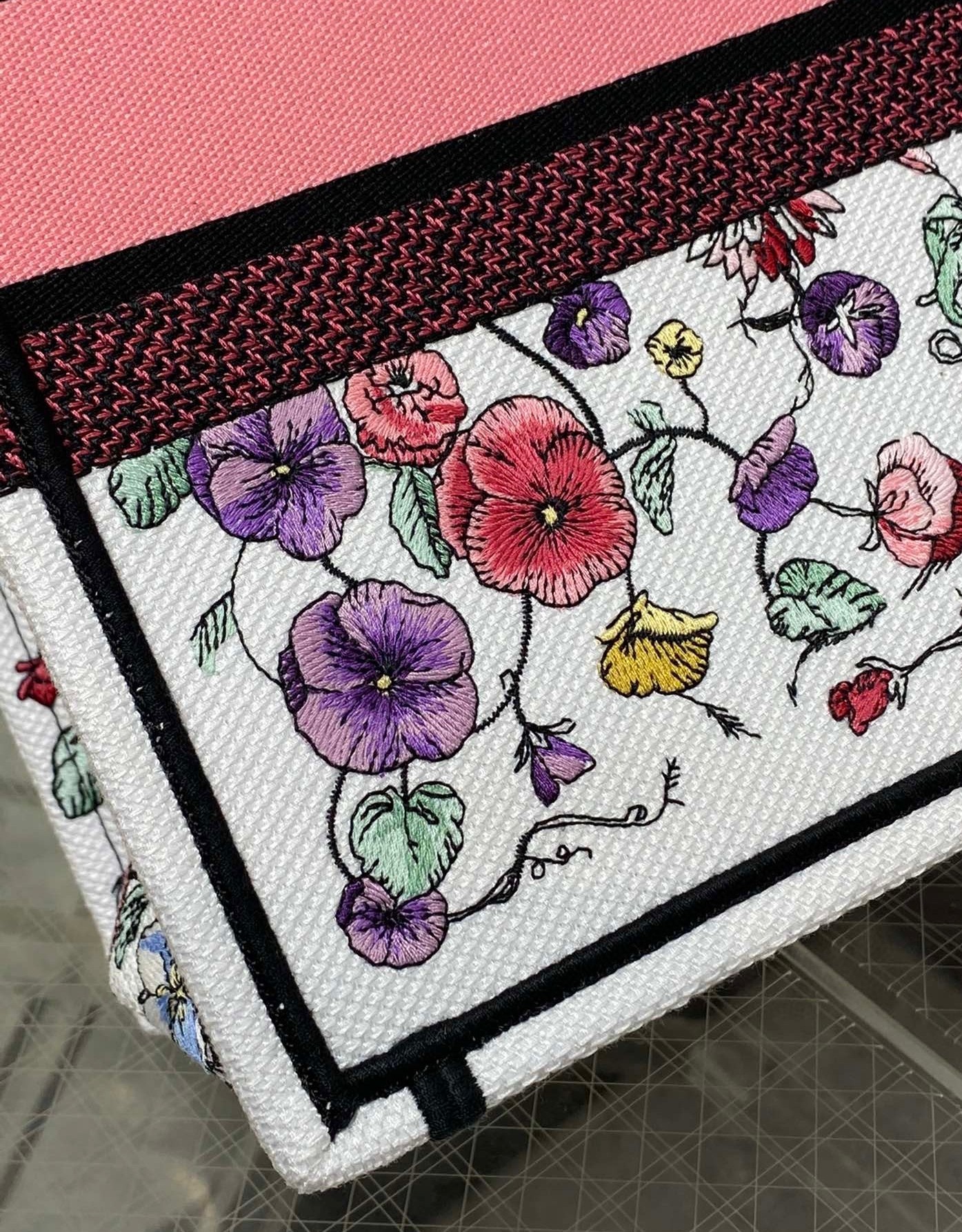 Dior Medium Book Tote Bag In White Multicolor Florilegio Embroidery 423