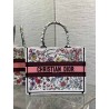 Dior Medium Book Tote Bag In White Multicolor Florilegio Embroidery 423