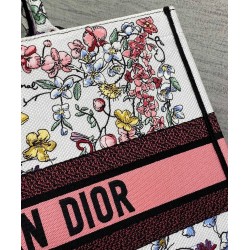 Dior Large Book Tote Bag In White Multicolor Florilegio Embroidery 461