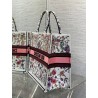 Dior Large Book Tote Bag In White Multicolor Florilegio Embroidery 461