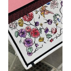 Dior Large Book Tote Bag In White Multicolor Florilegio Embroidery 461