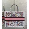 Dior Large Book Tote Bag In White Multicolor Florilegio Embroidery 461