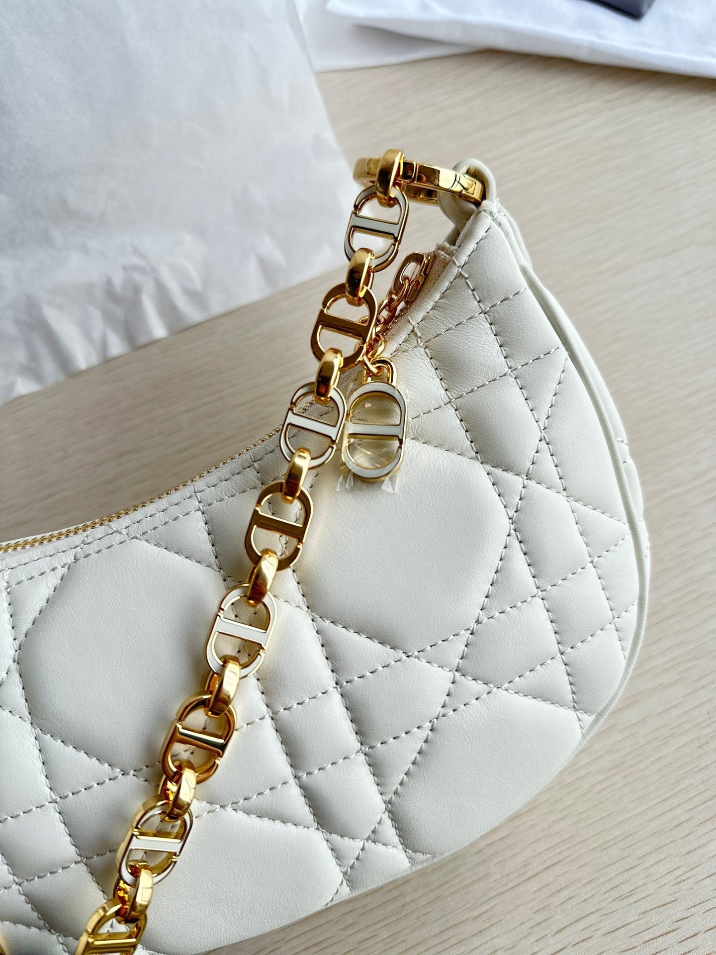 Dior CD Lounge Bag in White Macrocannage Lambskin 532