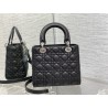 Dior Lady Dior Medium Bag in Black Grained Calfskin 552