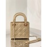 Dior Lady Dior Mini Chain Bag with Chain in Aesthetic Beige Patent Calfskin 636