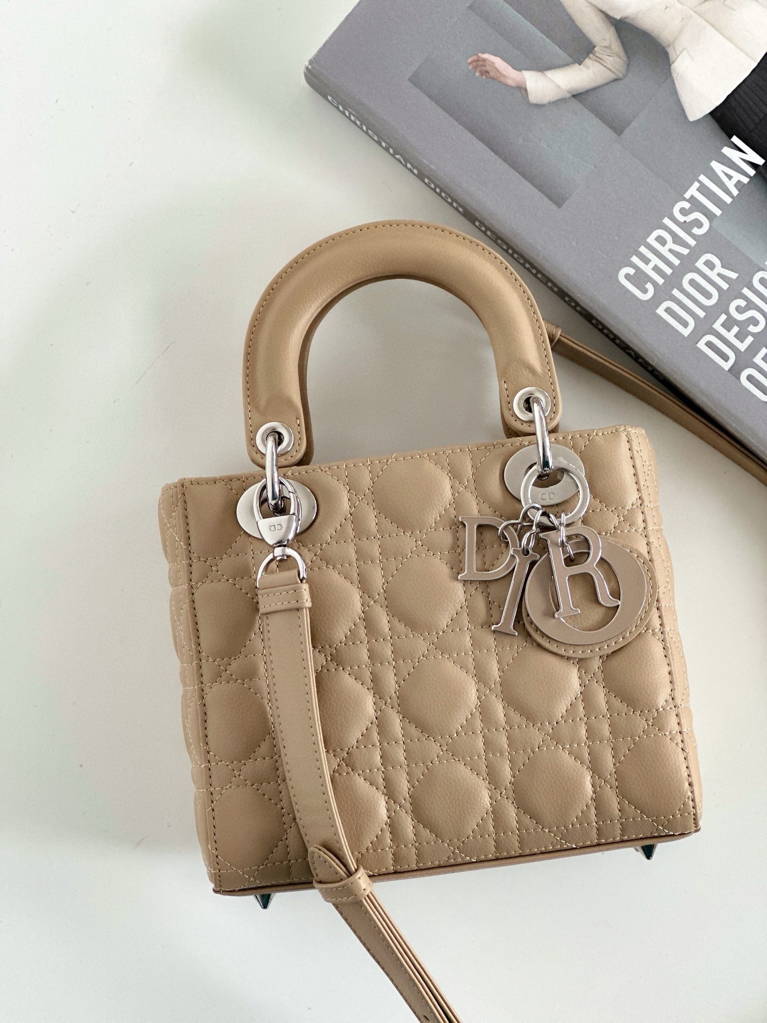 Dior Small Lady Dior My ABCDior Bag in Beige Cannage Lambskin 677