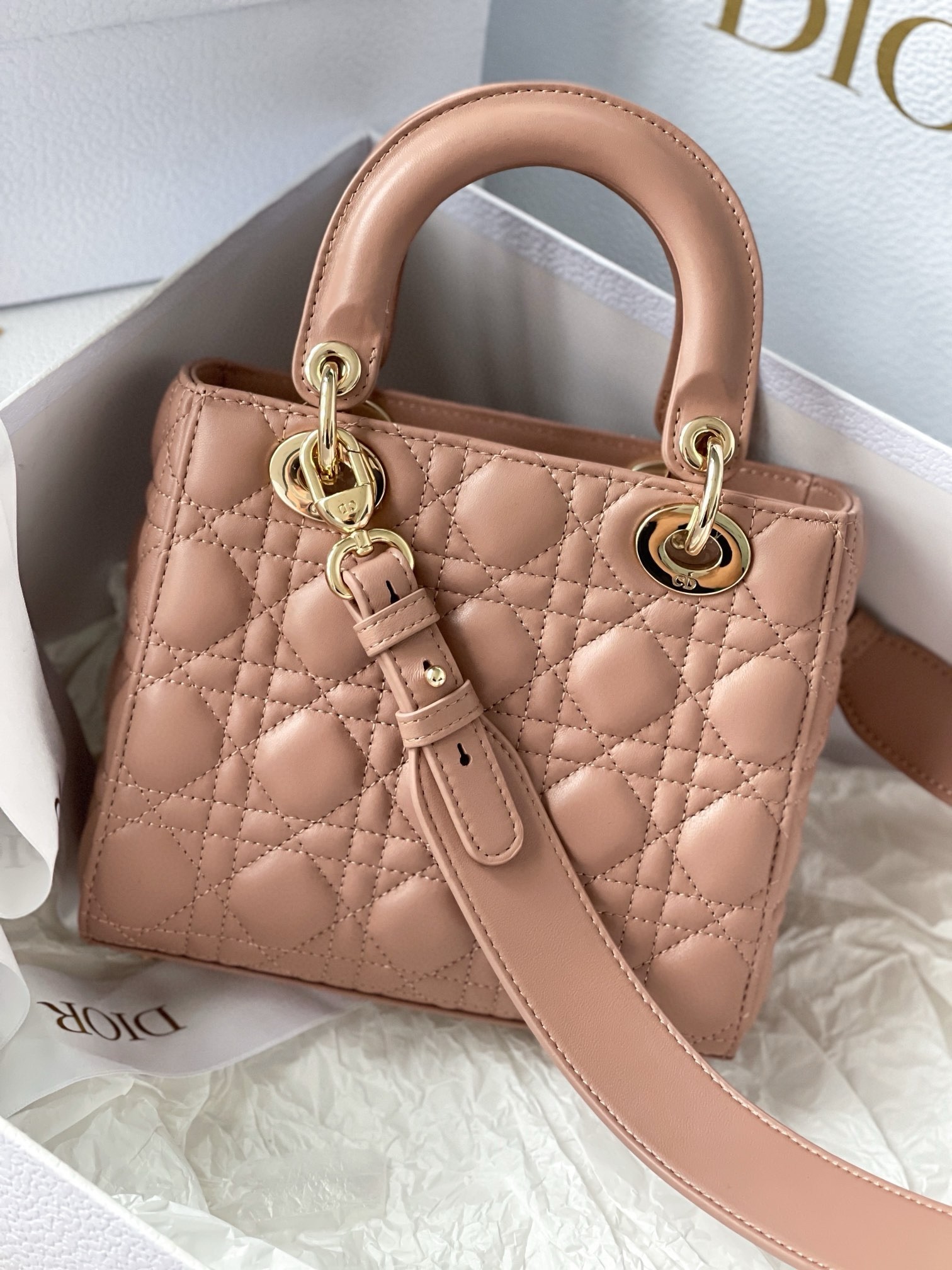 Dior Small Lady Dior My ABCDior Bag in Blush Lambskin 563