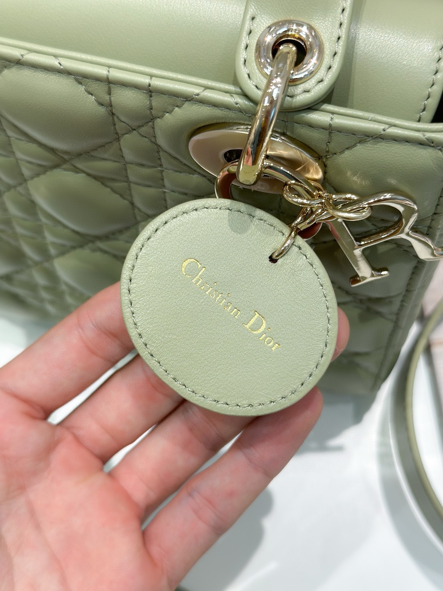 Dior Small Lady Dior My ABCDior Bag in Ethereal Green Lambskin 610