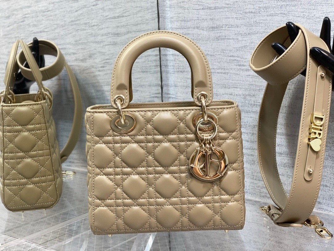 Dior Small Lady Dior My ABCDior Bag in Sand Lambskin 747