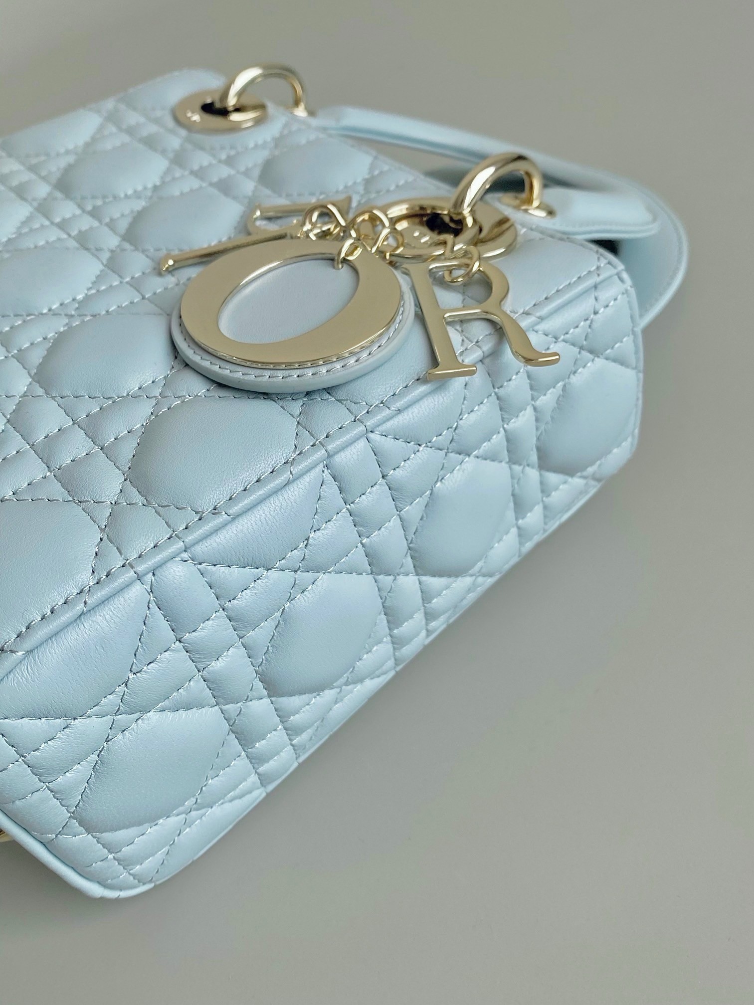 Dior Small Lady Dior My ABCDior Bag in Placid Blue Lambskin 415