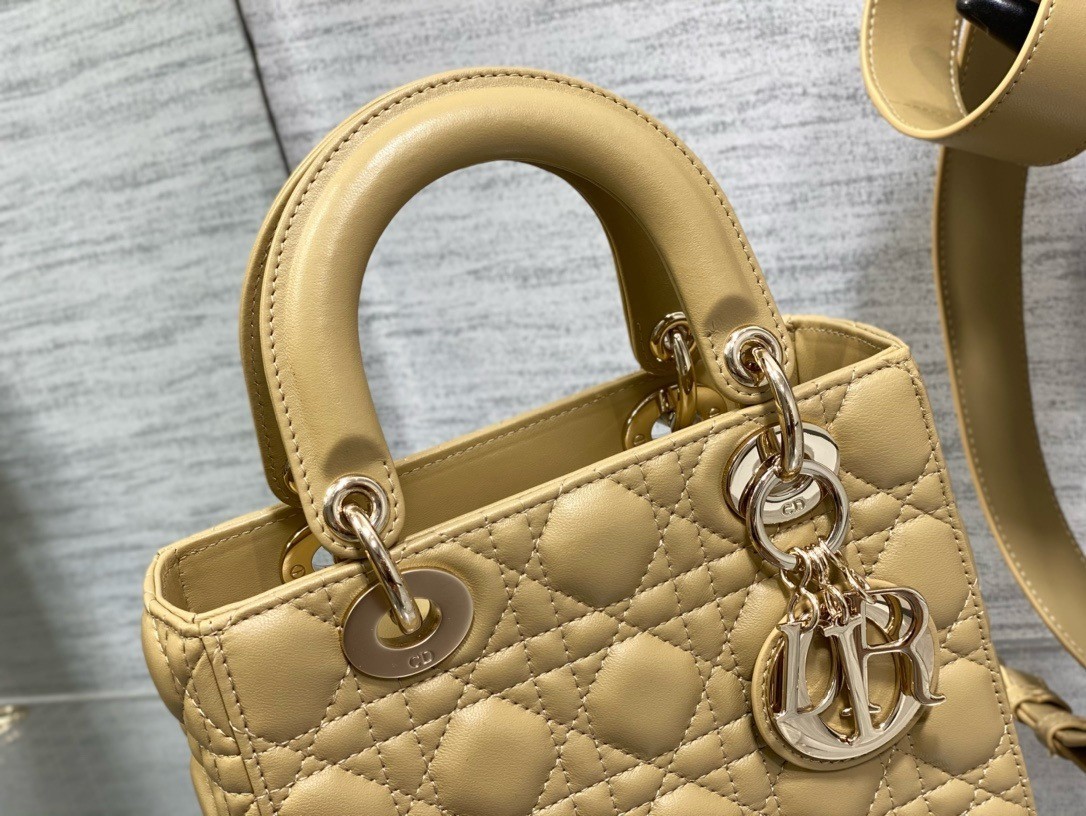 Dior Small Lady Dior My ABCDior Bag in Pastel Yellow Lambskin 460