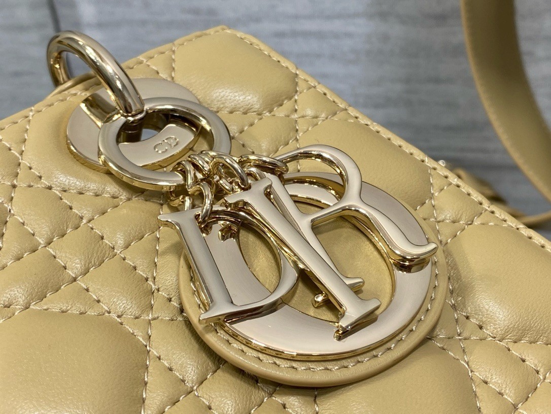 Dior Small Lady Dior My ABCDior Bag in Pastel Yellow Lambskin 460